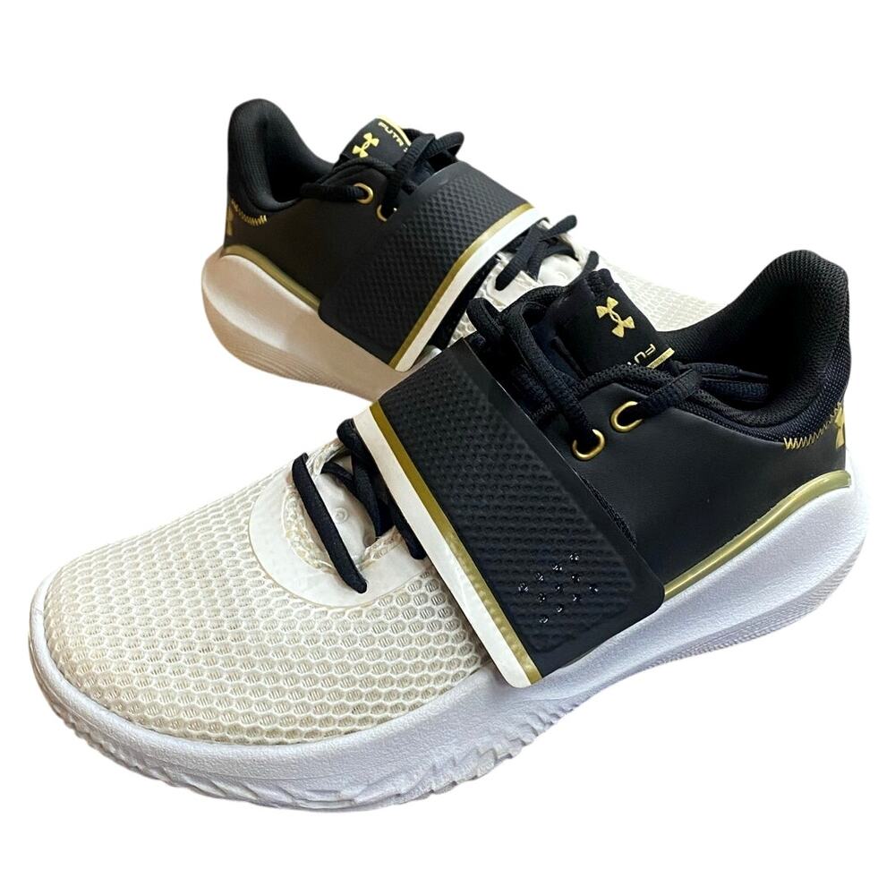 Under Armor Flow Futr X 2 Basketball Shoes Unisex M8.5 W10 White Black Gold